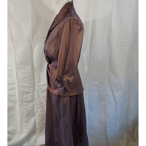 Tadashi Shoji Two Piece Set Skirt 14 Ruched Top Shirt 12 Sequins Party Formal - Picture 5 of 16